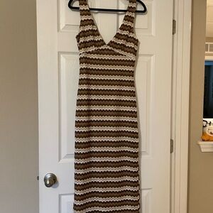 Lulu's Brown and Cream Striped Maxi Dress